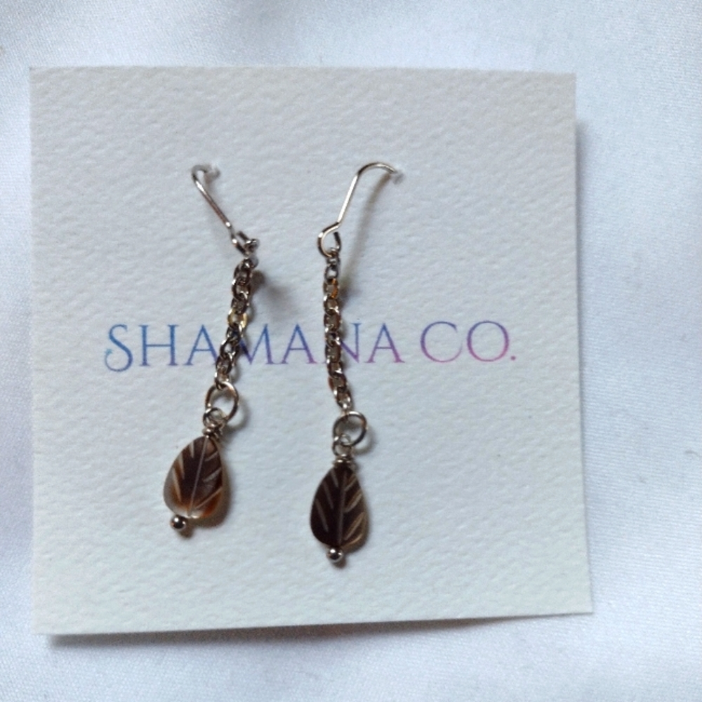 Mother Of Pearl Leaf Earrings